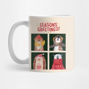 Seasons Greetings Tis The Season To Be Jolly Cute Christmas animals Mug